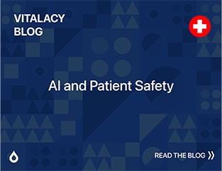 AI in Healthcare Blog Cover: Vitalacy Blog with Healthcare Symbol